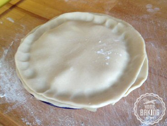 place the pastry lid on top of the pie