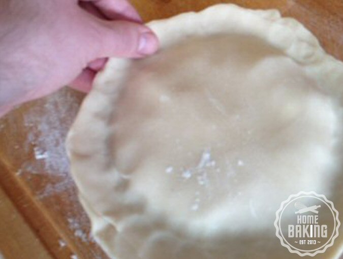 pinch the pastry lid down to the pastry pie dish lining